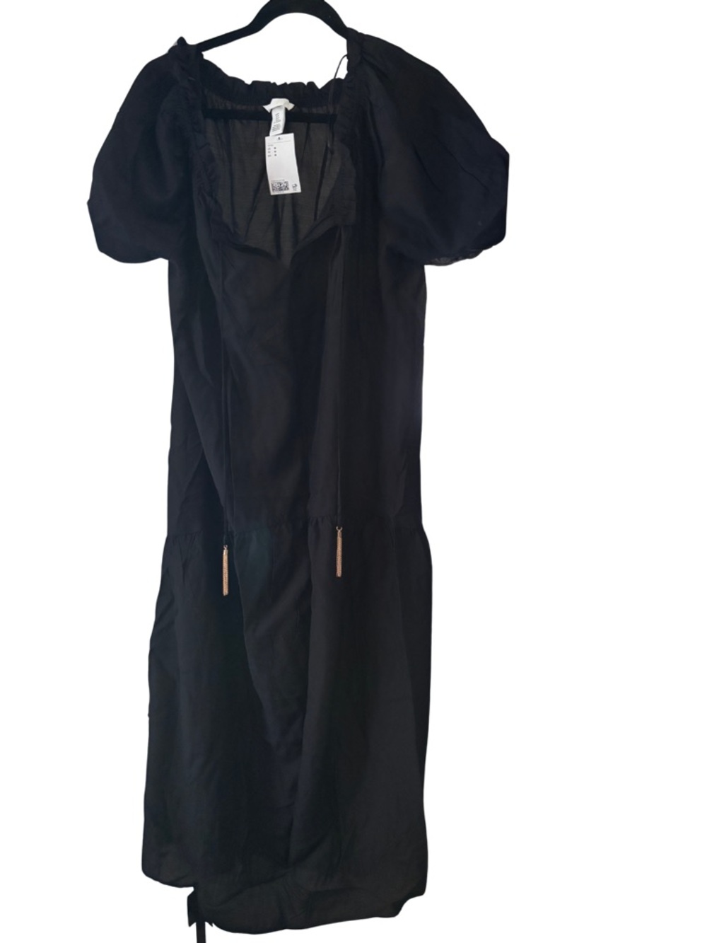 H&M Black Maxi Dress with Puff Sleeves
